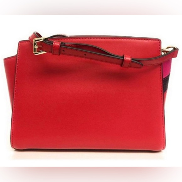 Michael Kors - Selma Crossbody Messenger Bag - Rare Bright Red & Gold Firework - Picture 3 of 5